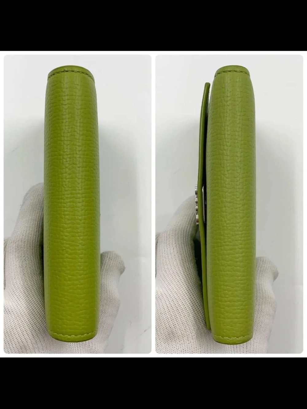 Loewe Lime Green Anagram Pebbled Leather Wallet